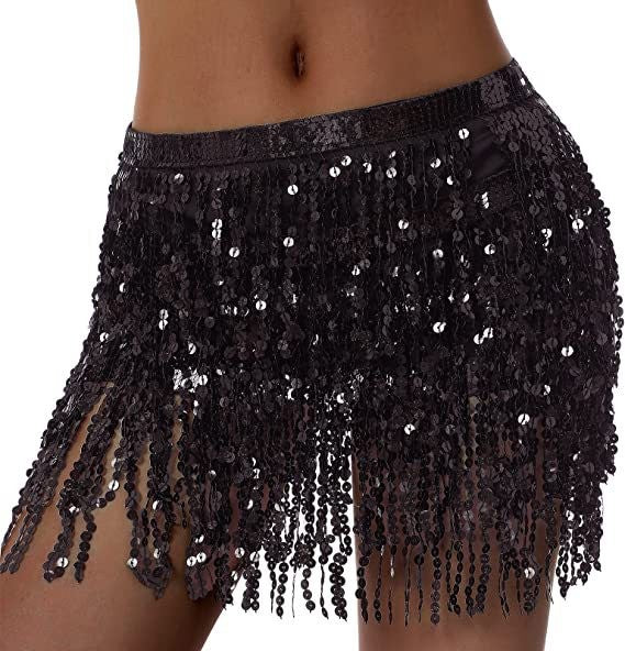 Wholesale Sequined tassel hip scarf with sequined waist chain